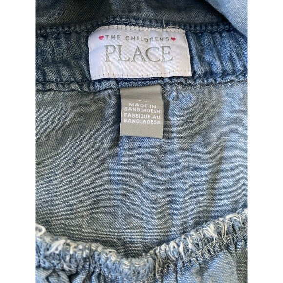 The Childrens Place 4T Denim Ruffle Overalls Dress Snap Straps Girls Toddler - Picture 2 of 6
